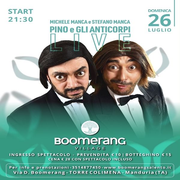 Pino E Gli Anticorpi Live Al Boomerang Village Boomerang Village Manduria