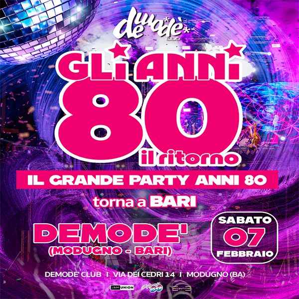 GLI ANNI 80 IL RITORNO  Demode Club