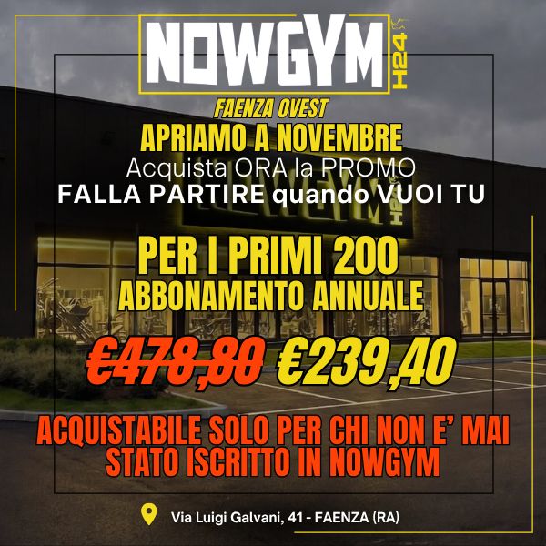 Promozione Apertura Nowgymh24 Faenza Ovest NOWGYM-H24