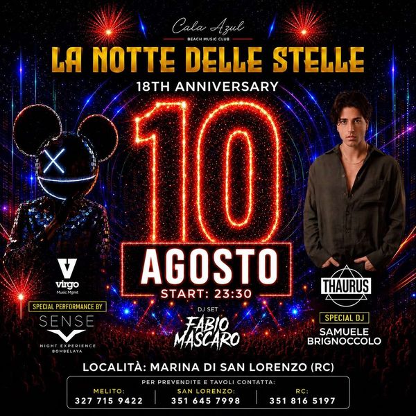 La Notte delle Stelle Cala Azul Beach Club San Lorenzo