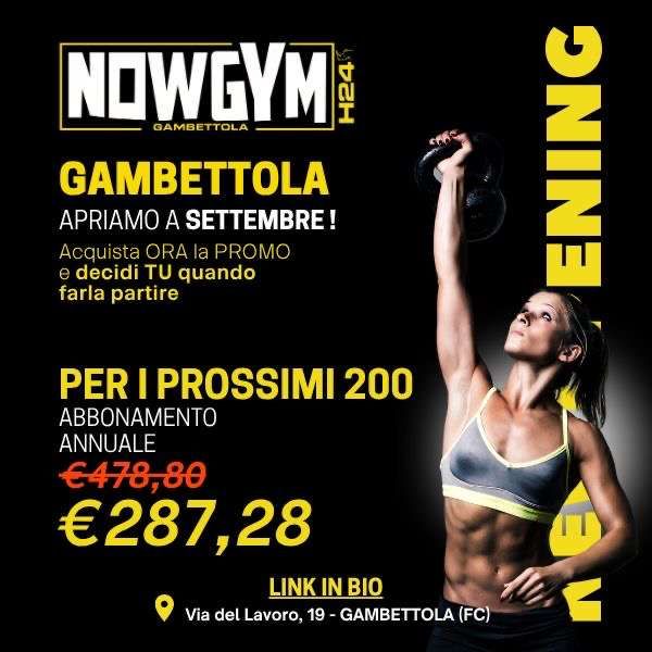 Promozione Apertura Nowgymh24 Gambettola NOWGYM-H24
