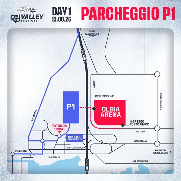Parcheggio P1 DAY ONE - Red Valley Festival Parcheggio P1 - Olbia Arena Olbia