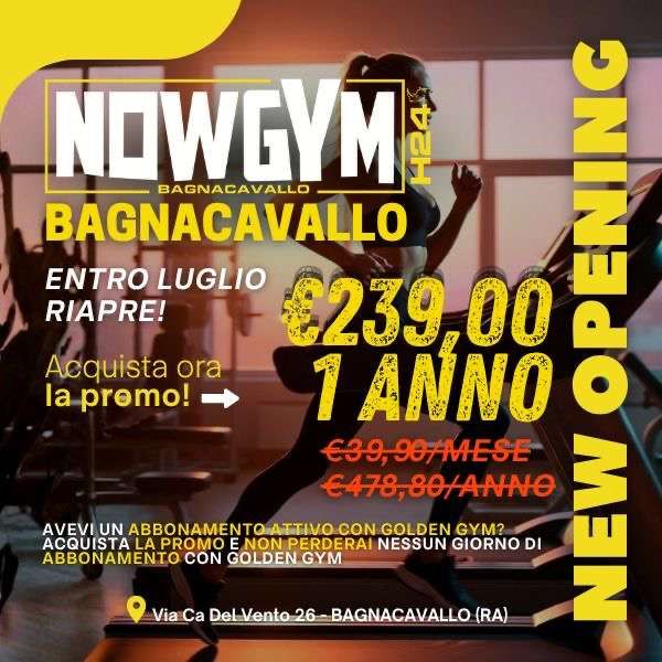 Promozione Apertura Nowgymh24 Bagnacavallo  NOWGYM-H24 Forlì